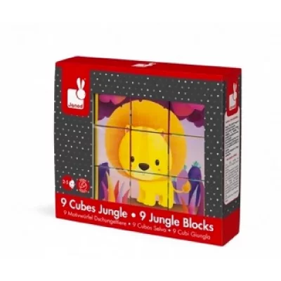 JANOD Puzzle pour enfants  kubkid 9 cubes animaux de la jungle