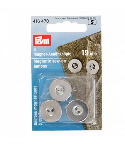 PRYM Pym -  Magnetic Sew-on Silver (19 mm) Boutons - 1 unit&eacute;