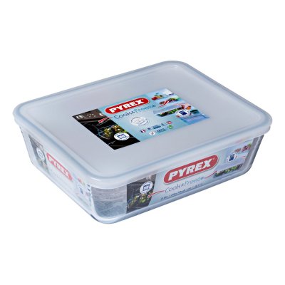 PYREX  - Plat rectangulaire avec couvercle plastique - 25x20 cm