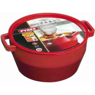 PYREX , SlowCook Cocotte ronde rouge 28 cm en fonte
