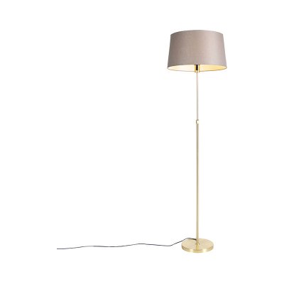 QAZQA  Lampadaire or / laiton avec abat-jour lin taupe 45 cm - Parte