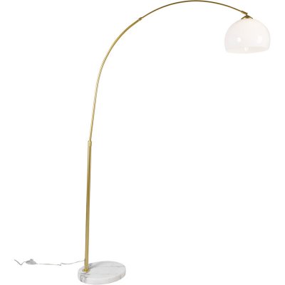 QAZQA  Smart booglamp messing met witte kap incl. Wifi A60 - Arc Basic