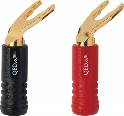 QED  Screwloc - Connecteur pour haut-parleur - fourchette prise - noir, rouge (pack de 4)