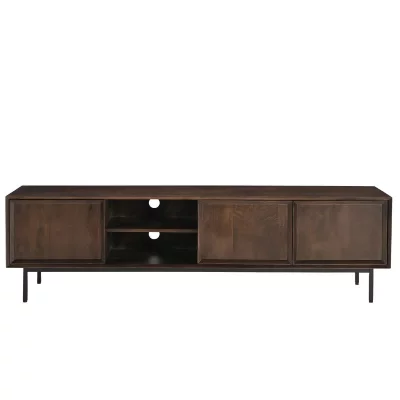 MOLOO Quarto-meuble tv l.180 cm en bois massif noyer