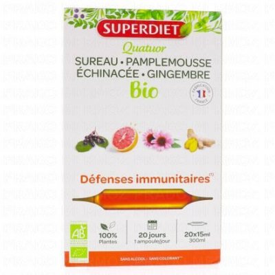 SUPERDIET Quatuor Bio Systeme Immunitaire 20 Ampoules 