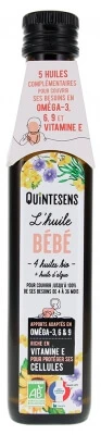 QUINTESENS  M&eacute;lange de 5 Huiles Bio - B&eacute;b&eacute; - De 4 &agrave; 36 mois - 0.25 L