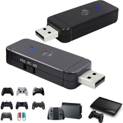 QUMOX  Adaptateur de Manette de Jeu USB sans Fil/c&acirc;bl&eacute; pour Switch PS3 PC