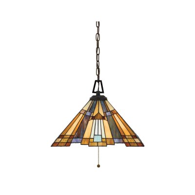 QUOIZEL  Suspension Inglenook, style Tiffany, par cha&icirc;ne