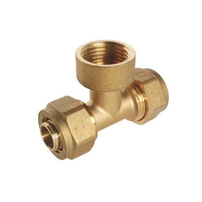 SOMATHERM Raccord &agrave; compression - femelle au centre 15/21 - PER &Oslash;12 - CHROME
