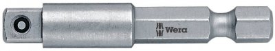WERA Raccord tige &agrave; 6 pans 1/4'' /prise de force &agrave; 4 pans 1/4'', Long. totale 100 mm