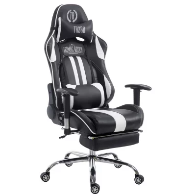 CLP Racing Limit Office Chaise dans la biblioth&egrave;que noire / noire, avec repose-pieds