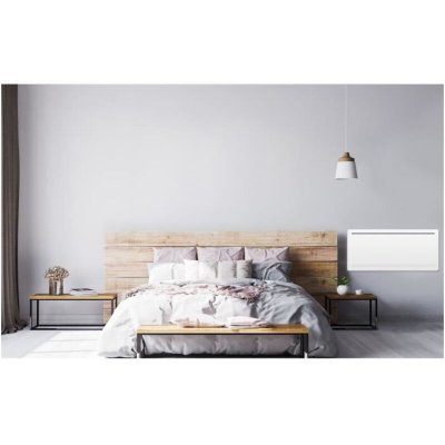 OCEANIC Radiateur &eacute;lectrique fixe &agrave; inertie s&egrave;che c&eacute;ramique 2000W Rubis - Design galb&eacute; - Blanc - NF