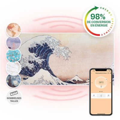 KLARSTEIN Radiateur infrarouge - Wonderwall Air Art - Panneau chauffant - 120x60cm - 700W - Connect&eacute; - Vagues