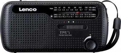 LENCO Radio &agrave; Manivelle et Solaire avec Lampe de Poche Mod&egrave;le MCR-113 Noir - Neuf