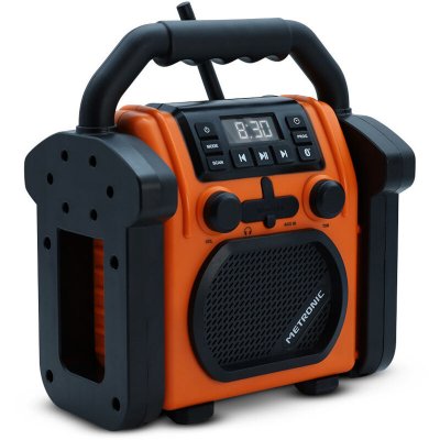 Radio de chantier Billy avec batterie rechargeable radio FM Bluetooth batterie de secours - orange 