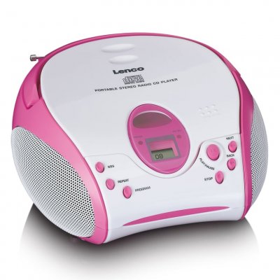 LENCO Radio portable avec lecteur CD  SCD-24PK kids Blanc-Rose