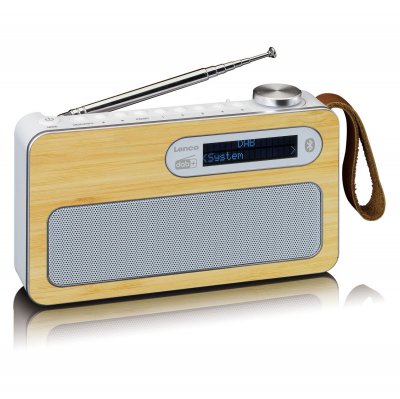 LENCO Radio portable dab+ pdr-040bamboowh bambou-blanc