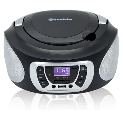 ROADSTAR Radio Portable st&eacute;r&eacute;o FM + CD - Lecteur MP3 et entr&eacute;e USB Silver