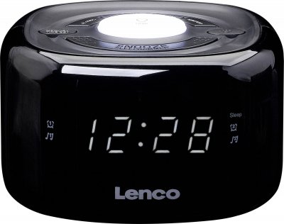 LENCO Radio r&eacute;veil avec veilleuse CR-12  luminosit&eacute; r&eacute;glable noir 