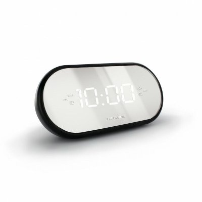 METRONIC Radio-r&eacute;veil fm Miroir double alarme - noir et argent - Noir