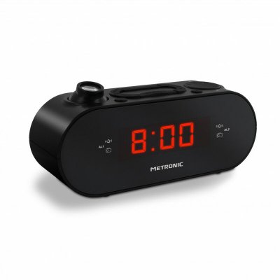 METRONIC Radio-r&eacute;veil FM projection double alarme - noir - Noir