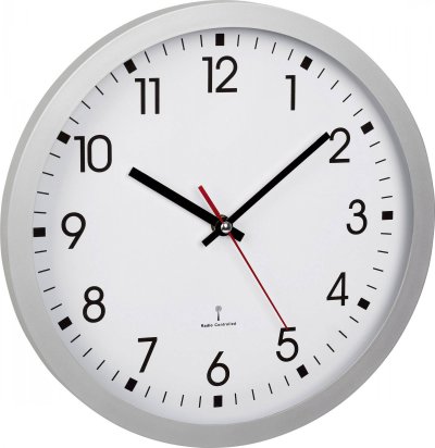 Radiopilot&eacute; horloge murale TFA 60.3522.02 30 cm x 4.3 cm arg
