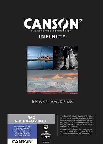 CANSON Rag photographique 210g/m&sup2; A3 25 feuilles - 206211027