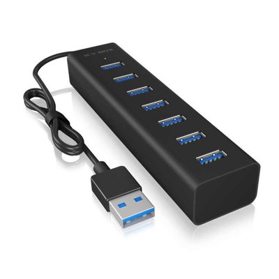 ICY BOX Raidsonic 7 Port  Usb Hub Adapter Argent&eacute;