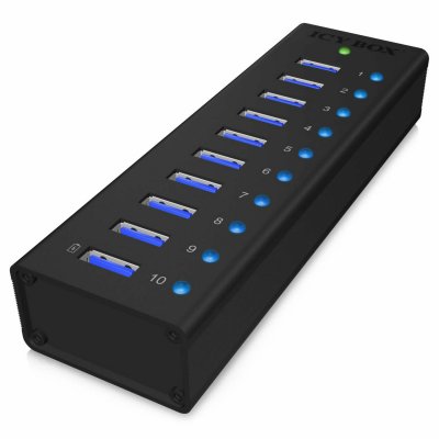 ICY BOX Raidsonic  Ib-ac6110 10-port Usb 3.0 Hub Noir