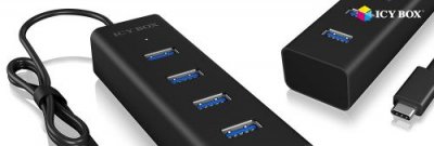 ICY BOX RaidSonic Type-C&trade; zu 4-Port USB 3.0, Alu-Geh&auml;use 
