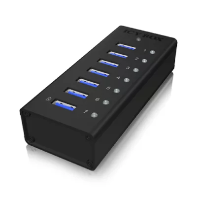 ICY BOX Raidsonic Usb A 3.0 Hub 7 Ports With Power Noir