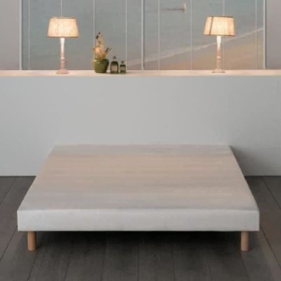 DEKO DREAM Rakenne Sommier tapissier a lattes 140 x 190 cm - Bois massif blanc + Pieds