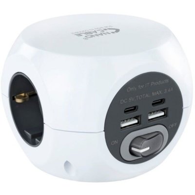 NIS Rallonge 3 prises schuko avec interrupteur nanocable 10.37.0001 blanc
