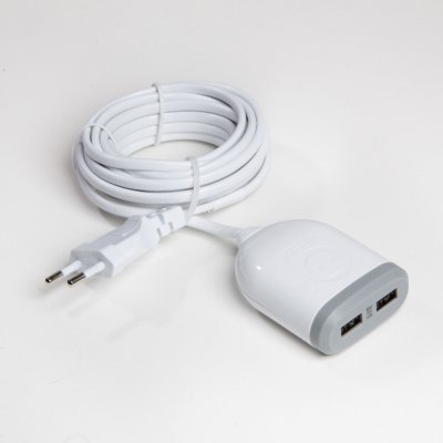 WATT&CO Rallonge 3m avec 2x USB 4,8A &agrave; charge ultra rapide - Blanc