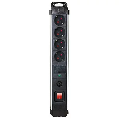 SILVER ELECTRONICS Rallonge 4 prises Schuko avec interrupteur 3680W Noir