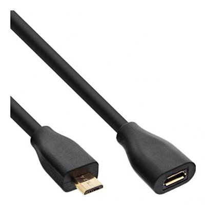 INLINE Rallonge &reg; micro-usb, usb 2.0 micro-b m / f, noir / or, 2 m