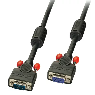 LINDY Rallonge  VGA Fiche m&acirc;le VGA 15 p&ocirc;les, Prise femelle VGA 15 p&ocirc;les 3.00 m noir 36394 C&acirc;ble VGA