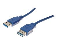 HYPERTEC Rallonge USB 3.0 type A / A bleue - 1,0 m