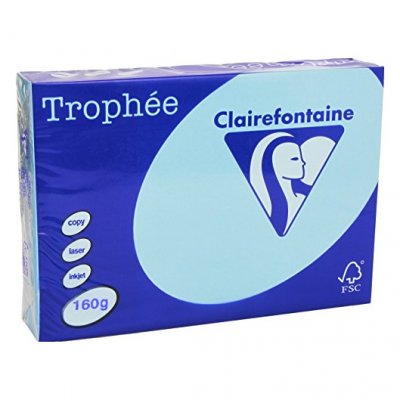 CLAIREFONTAINE Ramette papier couleur  A4 160g - Bleu aliz&eacute;