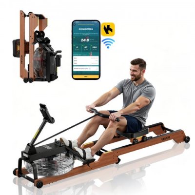 VEVOR Rameur &agrave; Eau Capacit&eacute; 158kg 6 Niveaux Avec R&eacute;servoir de 14L et Ecran LCD