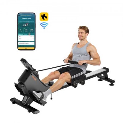 VEVOR Rameur Magn&eacute;tique Capacit&eacute; 158kg 16 Niveaux Conception &agrave; Poulie Compatible Bluetooth