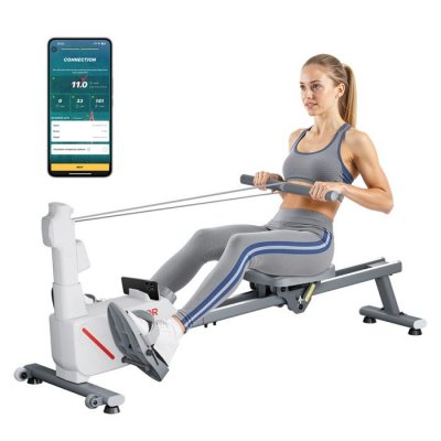 VEVOR Rameur Magn&eacute;tique Pliable Capacit&eacute; 158kg 16 Niveaux Avec Double Rail Coulissant