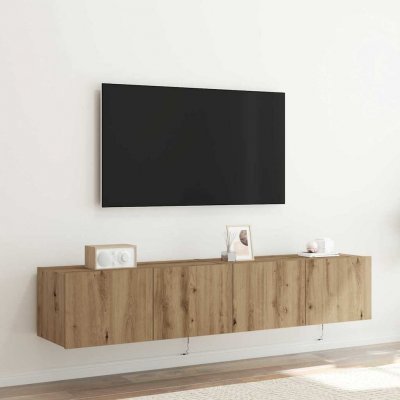 VIDAXL Rangements TV  avec lumi&egrave;res LED 2 pcs Ch&ecirc;ne Artisan 80x35x31 cm