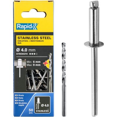 RAPID  - Rivets inox &Oslash;4.0 x 12mm - Boite 50 + for&ecirc;t