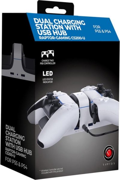 UNISEX Raptor Gaming CS200 Dual Charging Station with USB Hub, PS5