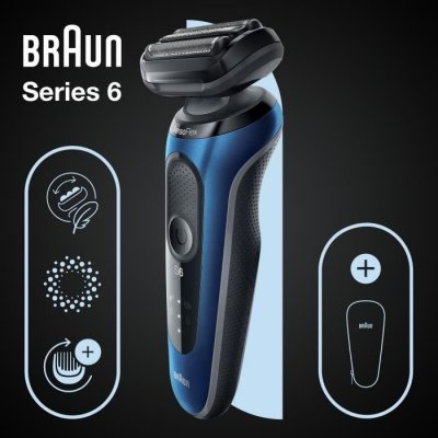 BRAUN Rasoir &eacute;lectrique  Series 6 61-B1000s Noir et bleu