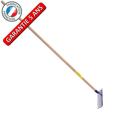 OUTILS PERRIN R&acirc;teau forg&eacute; 14 dents courbes manche bois 1,50 m, outil tremp&eacute; haute r&eacute;sistance, jardin