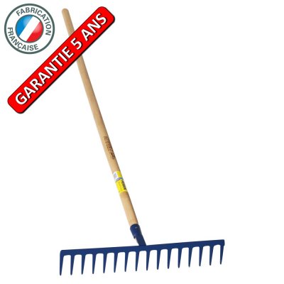 OUTILS PERRIN R&acirc;teau forg&eacute; 16 dents droites manche 1,50m , outil tremp&eacute; haute r&eacute;sistance, jardin,potager