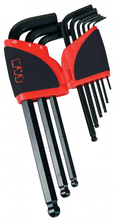 SAM Ratelier 9 Cles Males 6 Pans Tete Spherique 15-10 Mm