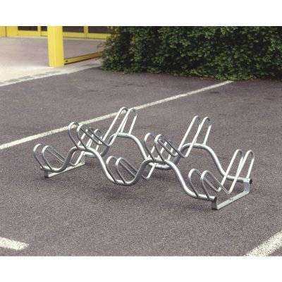 MOTTEZ R&acirc;telier range 5 v&eacute;los sur 2 niveaux en acier galvanis&eacute;